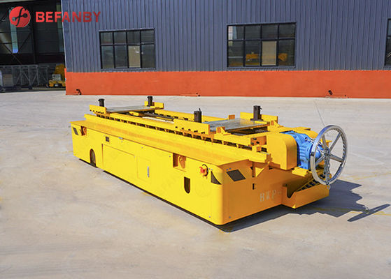 Outdoor Material Handling Lifting Equipment , Yellow Heavy Load Rail Transfer Cart