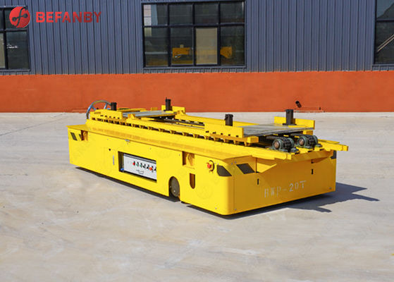 Outdoor Material Handling Lifting Equipment , Yellow Heavy Load Rail Transfer Cart