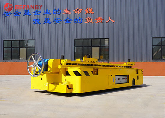 Outdoor Material Handling Lifting Equipment , Yellow Heavy Load Rail Transfer Cart
