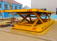 Cross Bay Mounted Motorized Industrial Carts Hydraulic With Large Platform / Rail Gauge