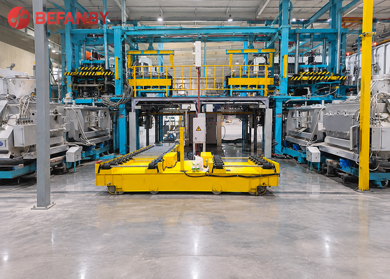 70T Load Capacity Battery Operated Transfer Cart with Roller Conveyor System for Factory Transport