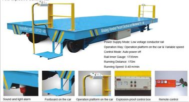 Alarm System Motorized Transfer Trolley , Customized Motorized Rail Cart Transport Towed Rail Cart