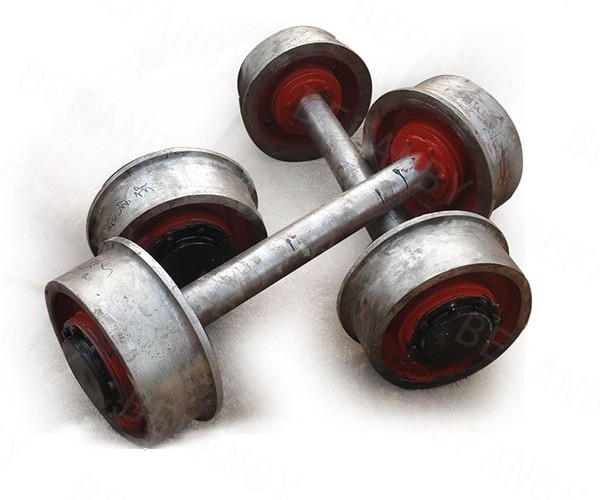 10T Rail Cart Double Flanged Steel Wheels , Mobile Cast Steel Railway